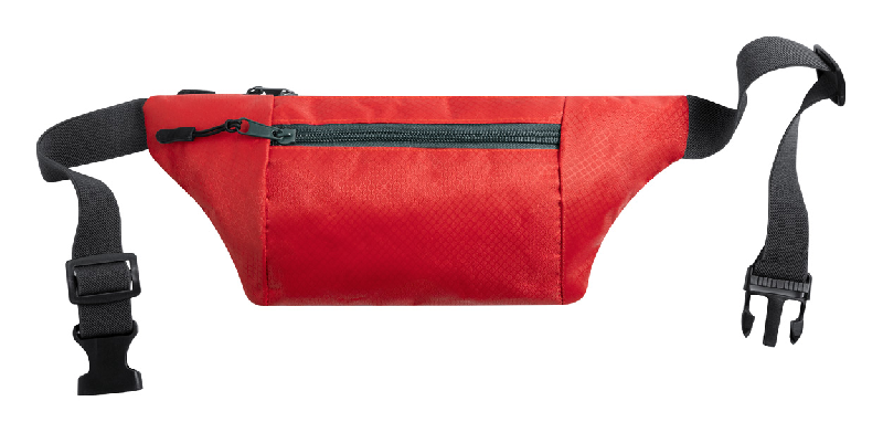 Sac banane publicitaire - 2 poches zippées - Ripstop - Couleur rouge - Poids 74g_0