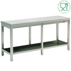 Table inox de travail avec 1 étagère profondeur 600 mm gamme standard line 2400x600xh880/900 tables inox avec tablette inferieure soudées - TL2461_0