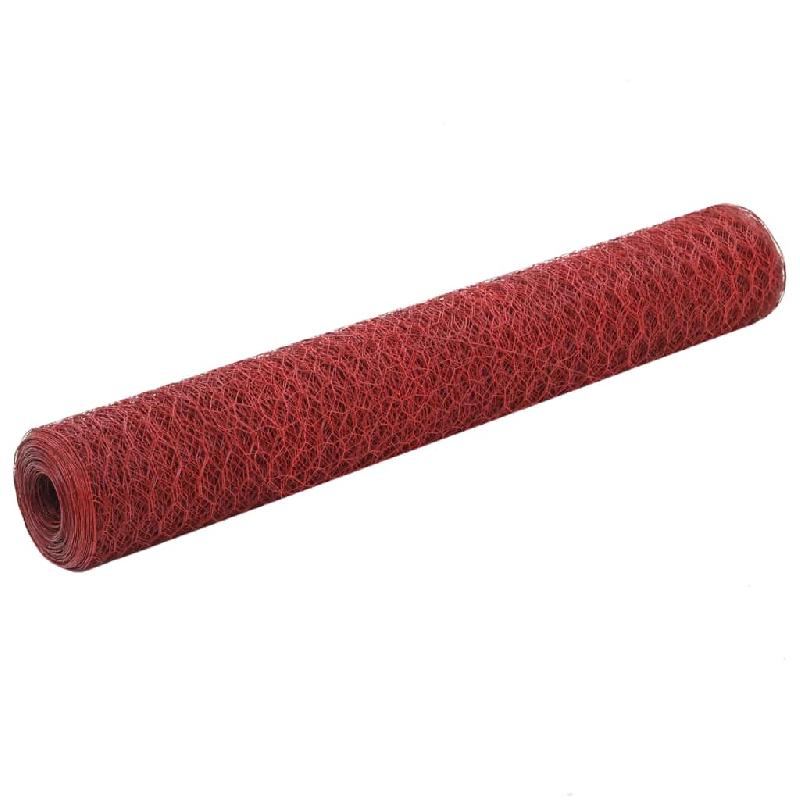 Vidaxl grillage acier avec revêtement en pvc 25x1 m rouge 143305_0