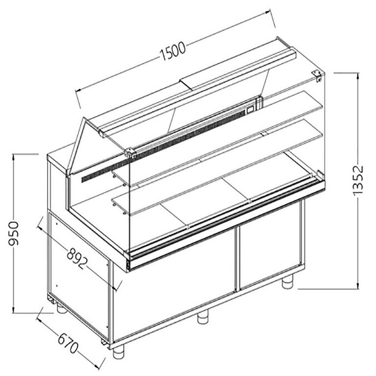 Vitrines réfrigérées ventilées pour les snacks vitres hautes groupe à distance sans réserve - 1500x892x1352 mm - VA15XR_0
