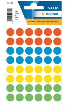 Étiquette universelle - Ø 13 mm - Rondes - Couleurs assorties - Référence 1851 - Adhésion permanente - Papier certifié FSC®_0