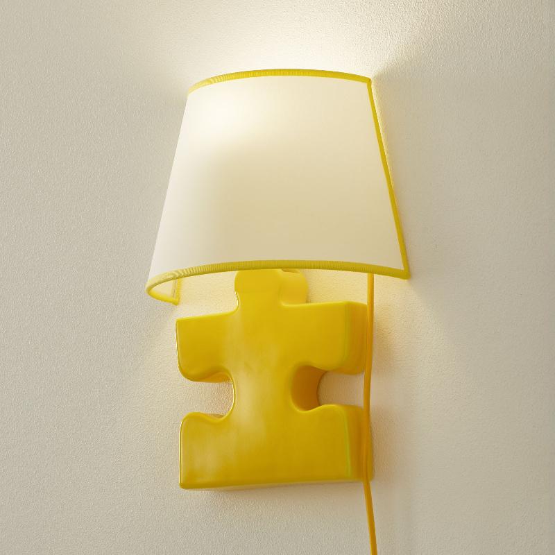 EUROKERAMIC APPLIQUE CÉRAMIQUE A185 ABAT-JOUR EN TISSU, JAUNE