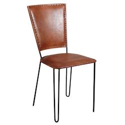 Aubry Gaspard - Chaise en cuir de chèvre et métal  - 42 x 57 x 87 cm -  Hauteur assise 48 cm - cuir MCH1480C_0