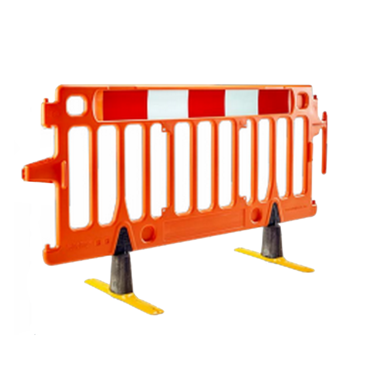 Barrière de chantier Avalon - pieds extra plats - 2m x 1m - couleurs bleu, jaune, orange_0