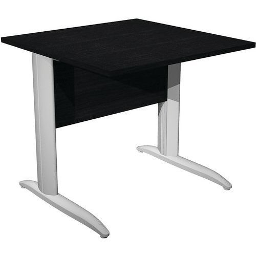 BUREAU DROIT PIEDS L EN MÉTAL FAST - 80 CM - NOIR - ALU