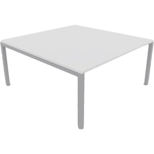 BUREAU PIED CARRÉ L180XP165 ÉP.25 MM BLANC/GRIS ALU - EOL