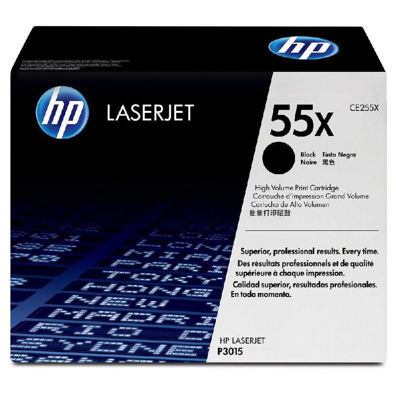 CARTOUCHE LASER HP 55X CE255X - NOIR - HAUT RENDEMENT 12 500 PAGES