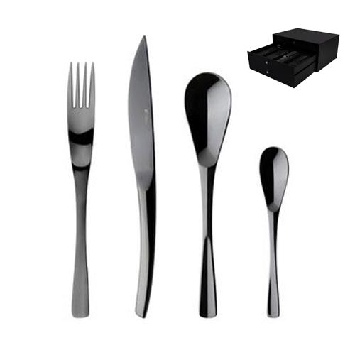 COFFRET MÉNAGÈRE 99 PIÈCES INOX 18/10 - GUY DEGRENNE - XY BLACK MIROIR