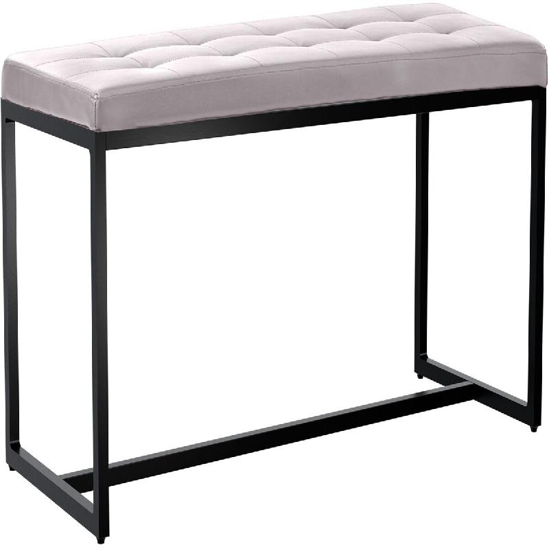 Décoshop26 - Banc d'entrée contemporain largeur 100cm à structure en métal noir assise capitonnée en tissu blanc 10_0006139 - métal 3000265407276_0