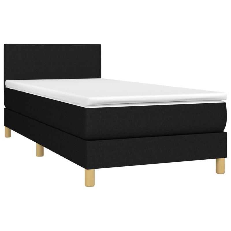 Décoshop26 - Cadre de lit LED avec sommier tête de lit matelas 90x190 cm tissu noir TDL0209074 - noir 3001670282724_0