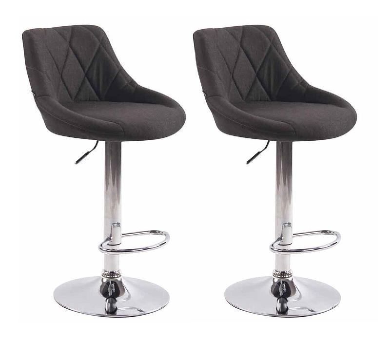 Décoshop26 - Lot de 2 tabourets de bar siège pivotant sur 360° en tissu gris foncé et métal chromé 10_0004272 - gris 3000252017754_0