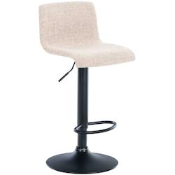 Décoshop26 - Tabouret de bar avec repose-pieds pivotant dossier incurvé en tissu crème et métal noir 10_0004960 - noir 3000252384221_0