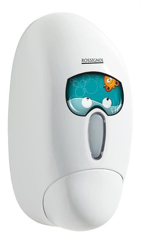 Distributeur à savon mural 1L pour sanitaire enfant - ABS blanc avec serrure à clé et valve anti-gouttes_0