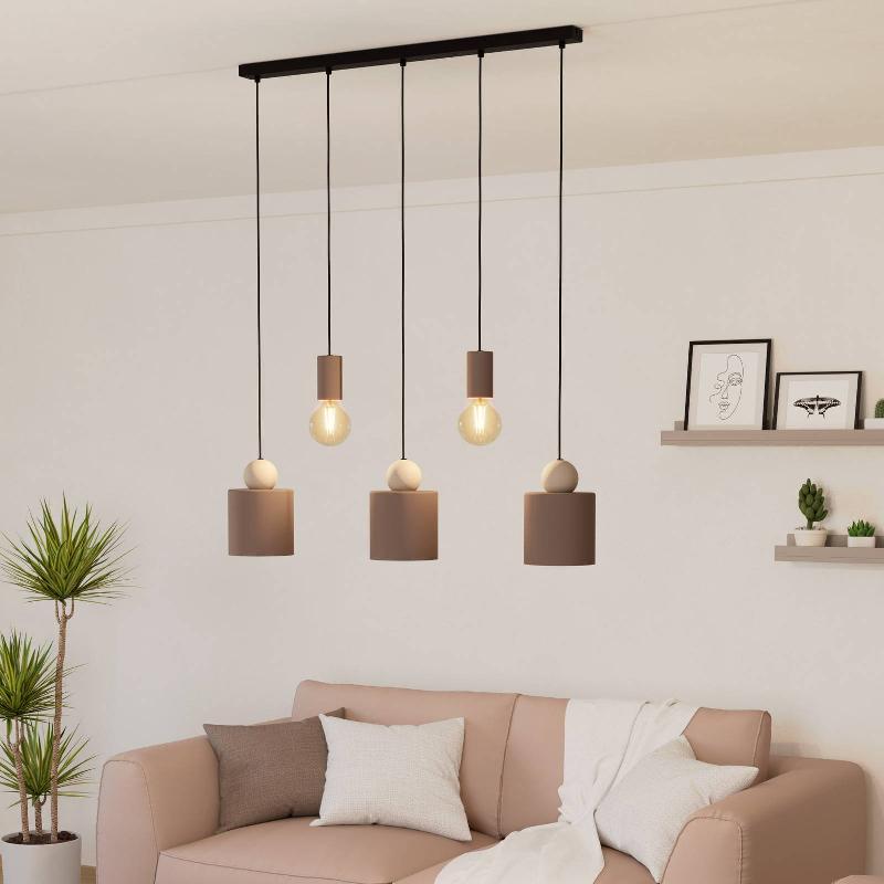 EGLO SUSPENSION GAZZOLA À 5 LAMPES, MOKA