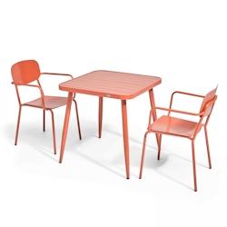 Oviala Business Ensemble table de jardin et 2 fauteuils en aluminium terracotta - Oviala - rouge aluminium 108255_0
