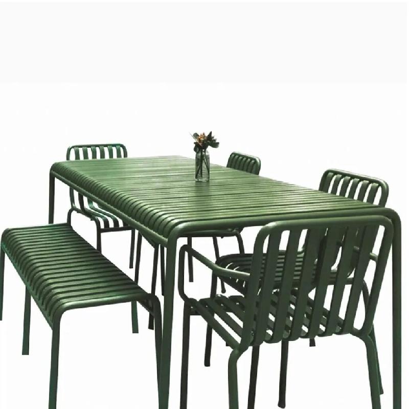 Ensemble table et chaises de jardin en fer – Mobilier extérieur pour balcon, terrasse, café et hôtel, vert, 180 cm 【HYZL1879】 - vert métal 0_0