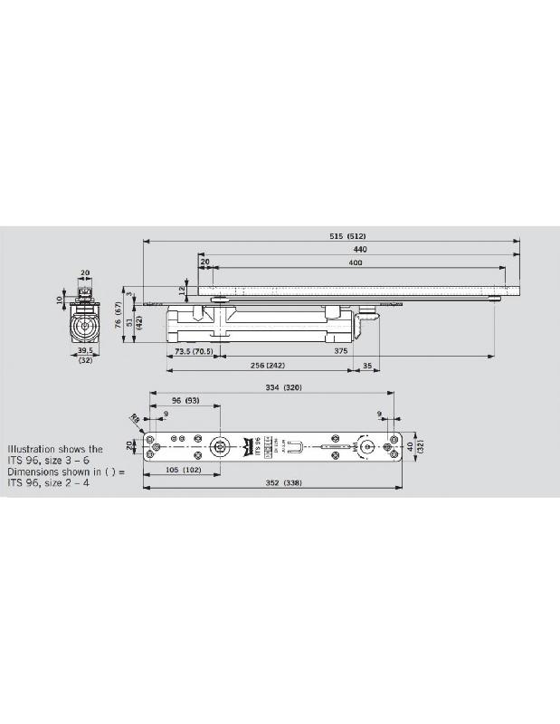 FERME-PORTE ITS 96 ENCASTRÉS FORCE 3-6 SANS BRAS - DORMA - 52250150