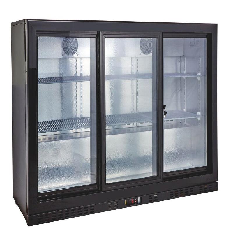 GastroHero Armoire à boissons ECO 350 noire avec portes coulissantes, éclairage LED, encastrable sous plan de travail - noir acier BKS-350ST_0