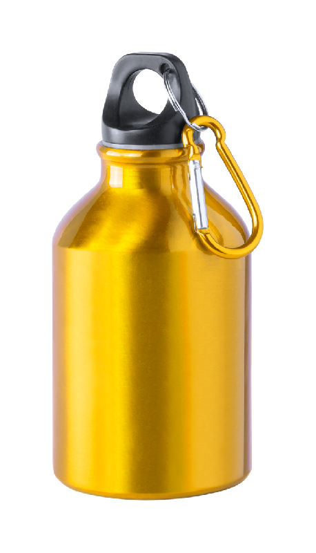 Gourde de sport en aluminium - 300 ml - avec mousqueton - couleur jaune doré_0