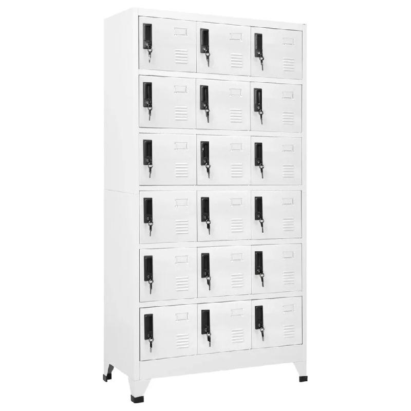 Helloshop26 - Armoire à casiers moderne avec 18 portes verrouillables bureau 90 x 40 x 180 cm en acier blanc 02_0047039 - blanc acier 3000234561541_0