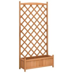 Helloshop26 - Jardinière bac lit surélevé plantes fleurs terrasse jardin avec treillis bois massif de sapin marron 02_0038328 - 3000214195100_0