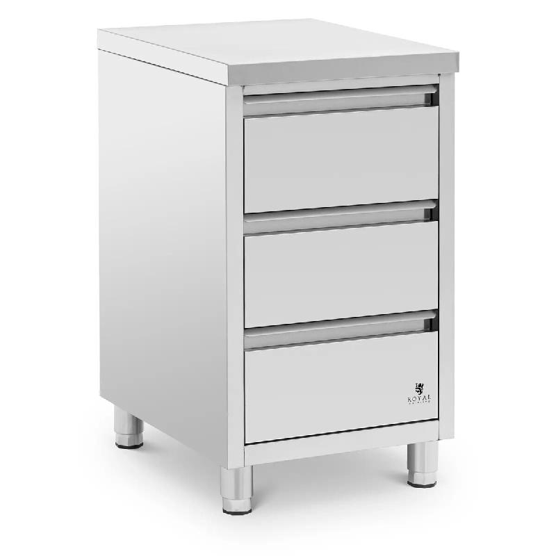 Helloshop26 - Meuble bas de cuisine professionnel 3 tiroirs 50 x 60 cm acier inoxydable 14_0009342 - inox 3000221574790_0