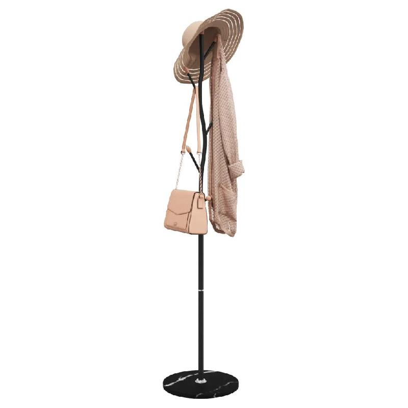 Helloshop26 - Porte-manteau noir pratique avec 8 patères rangement 177 x 37 cm en fer enduit de poudre noir 02_0047592 - noir Bois massif 30002348621_0