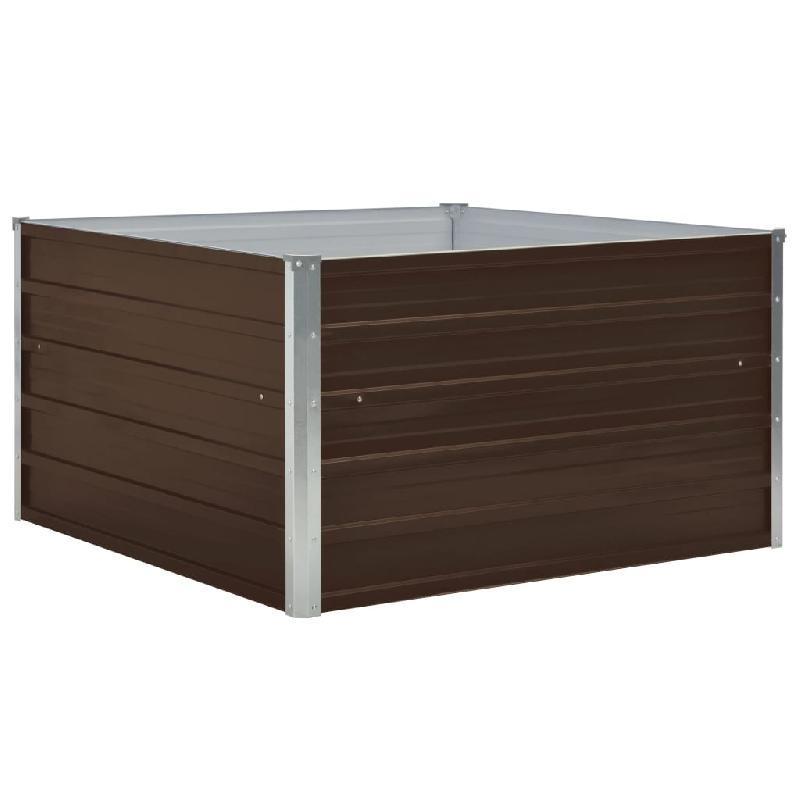 Jardinière carrée 100 x 100 x 45 cm - acier galvanisé marron avec bordures repliées - modèle 02_0000785_0