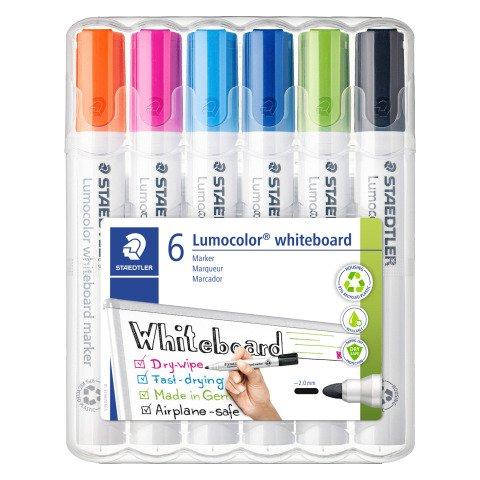 MARQUEUR EFFAÇABLE RECHARGEABLE COULEURS FUN STAEDTLER LUMOCOLOR 351 POINTE OGIVE 2 MM - POCHETTE DE 6