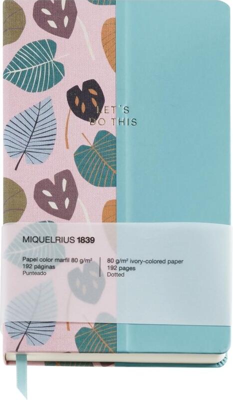 Miquelrius - Carnet de notes rigide 134 x 215 mm, 96 feuilles à pointillés 80 g/m², texture de qualité, design attrayant, ruban marqueur, feuilles_0