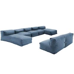 Oviala Business Salon de jardin modulable 7 places avec 2 méridiennes bleu pacific - bleu polyester 113532_0