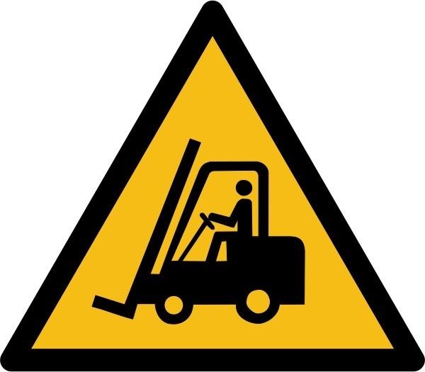 PICTOGRAMME DE DANGER ISO EN 7010 - CHARIOTS ÉLÉVATEURS ET AUTRES VÉHICULES INDUSTRIELS - W014  - PVC - 100 - LOT DE 3