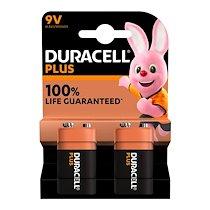 PILE ALCALINE 9V - 6LR61 DURACELL PLUS- BLISTER DE 2 PILES 9 VOLTS