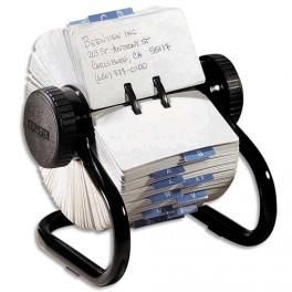 ROLODEX FICHIER ROTATIF OUVERT CLASSIQUE NOIR EN MÉTAL - JUSQU'À 500 POCHETTES, INDEX AZ