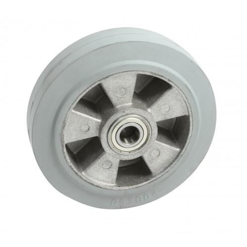 ROUE ALUMINIUM CAOUTCHOUC GRIS - 200 MM - ALÉSAGE 20 MM - 450 KG - AVL
