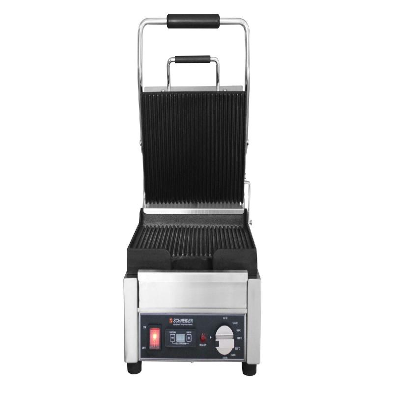Schneider - Gril de contact petit - rainuré / rainuré, surface de cuisson : 24 x 26 cm, dimensions extérieures : 27x29x47 cm - fonte 150900_0