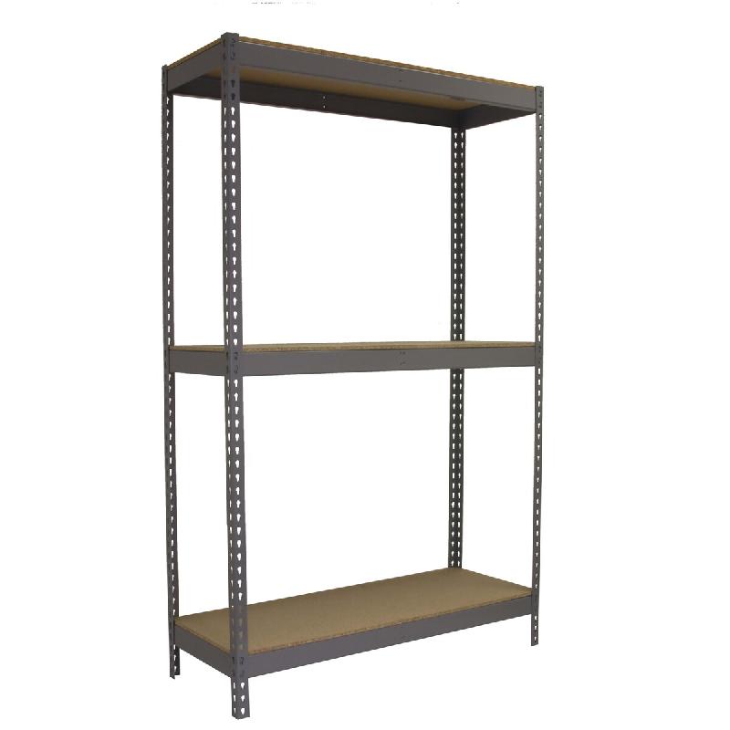 SimonRack Rayonnage industriel, 1500x1500x600 mm, 400 kg au point de flexion, 3 étagères bois, rayonnage garage, Gris/Bois- Ecoforte - gris métal 8_0