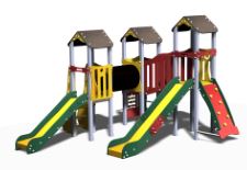 Structure de jeux combinées 3 tours Neo - NEO31220I - CREA Équipements - pour enfants de 2 à 12 ans, capacité 22 enfants_0