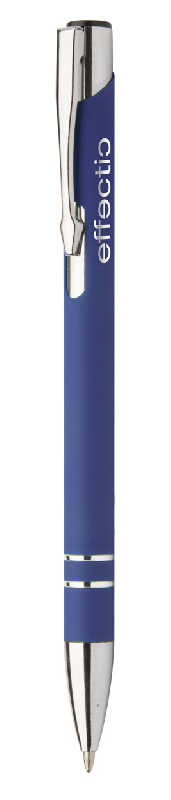 Stylo à bille twist en aluminium - finition caoutchoutée - encre bleue - gravure laser effet miroir_0