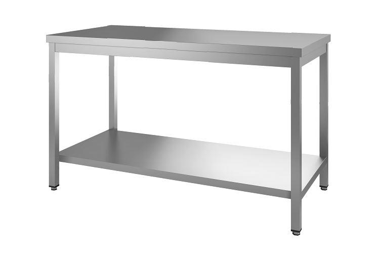 TABLE DE TRAVAIL PROFESSIONNELLE EN ACIER INOXYDABLE 10X7, AVEC ÉTAGÈRE BASSE