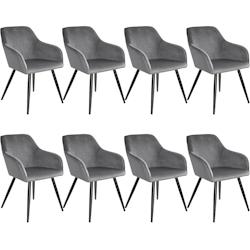Tectake 8 Chaises MARILYN Design en Velours Style Scandinave - gris/noir -404037 - gris plastique 404037_0