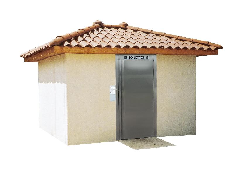Toilette - réf. 2019 M - charpente 4 pans avec cabine PMR, cabine standard, urinoirs et local technique_0