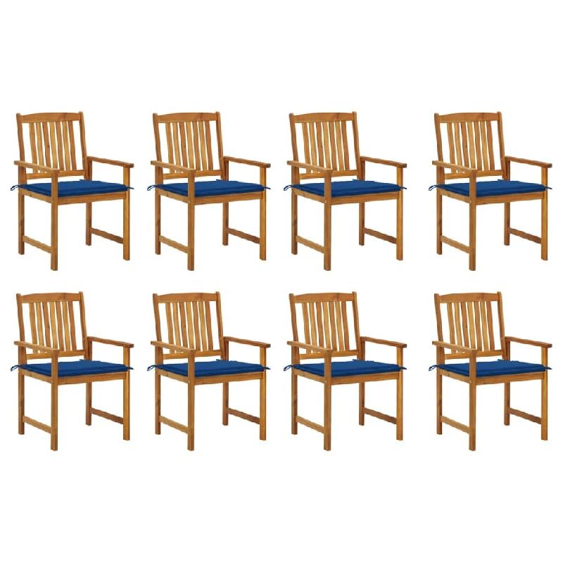 VidaXL Chaises De Jardin Avec Coussins Lot De 8 Bois D Acacia Solide - bleu 3078176_0