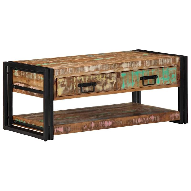 VidaXL Table basse multicolore 90x50x38 cm bois de récupération massif Modèle Panorama - 4016686_0