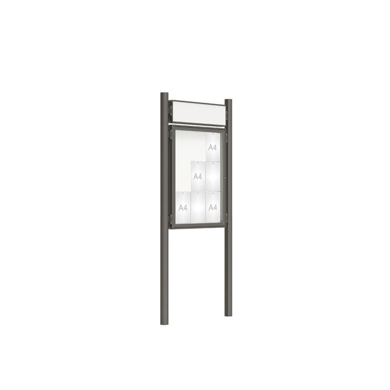 Vitrine extérieure 2000 sur poteaux Ø76 mm - Plexichocs®, serrure sécurisée et options personnalisables - Réf : 410070+416411+402900.Gpro_0