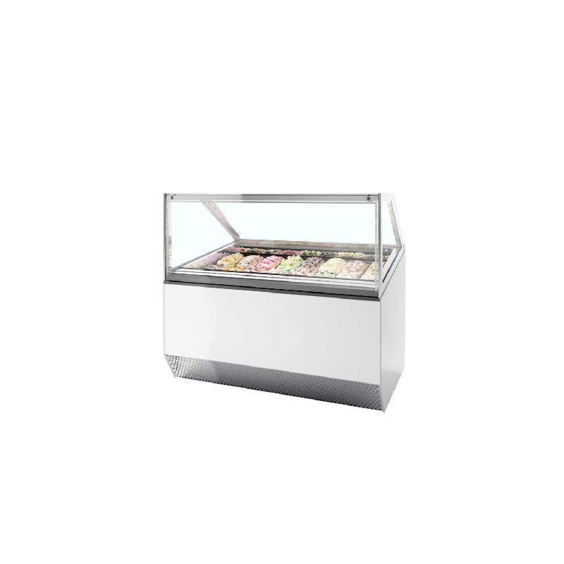Vitrine ventilée négative à crèmes glacées 870 Litres, 16 bacs NAPOLI, blanche, à poser, 2340 W, 220 V - MONO_0