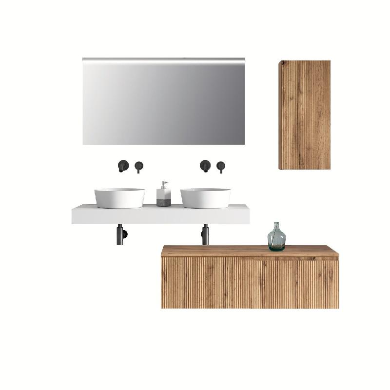 AQA Design Composition de salle de bain en MDF 6 pièces blanc/chêne VENERE L.180 P.45 H.190 MPVE21-O1-QUE - multicolore Bois manufacturé MPVE21-O1-QUE_0