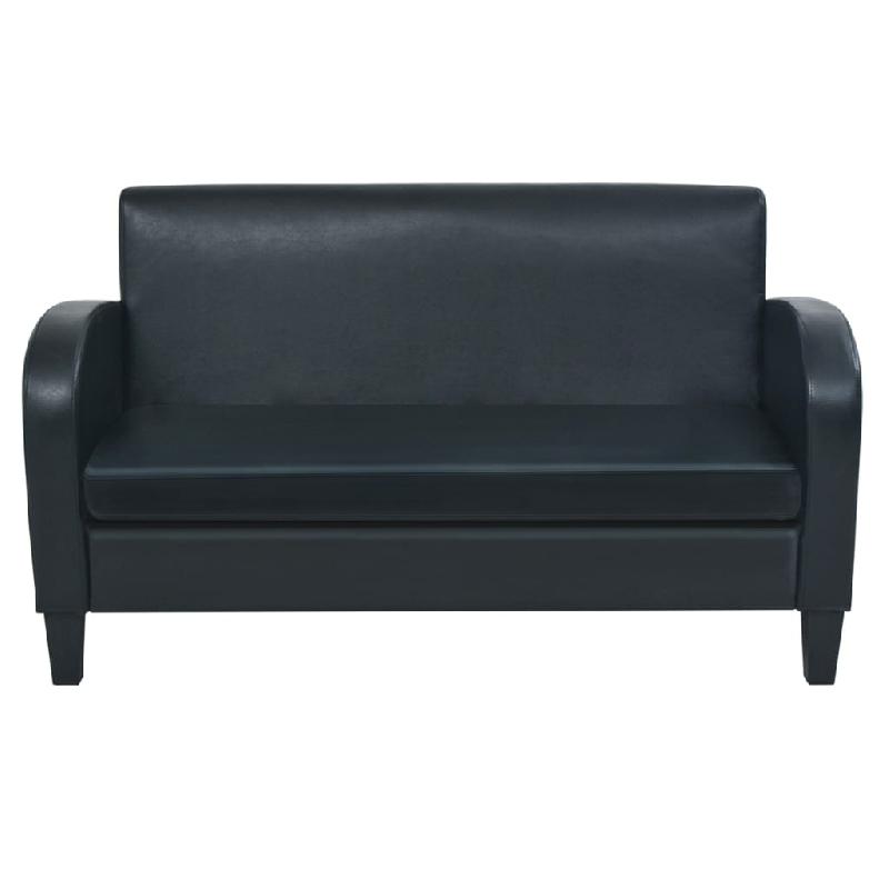 Canapé 2 places - salon et salle de séjour - cuir synthétique noir - 139x70x76 cm - modèle 02_0020738_0