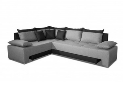 Canapé d'angle convertible 5 places gris et noir - réversible avec 10 coussins inclus - fabrication européenne_0