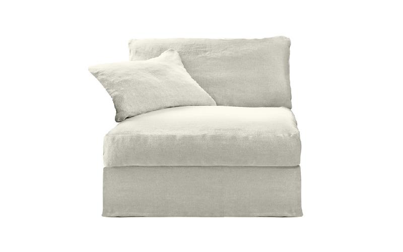 Chauffeuse simple Biscarrosse 80 cm - Home Spirit - Confort en plume et lin, structure en hêtre_0